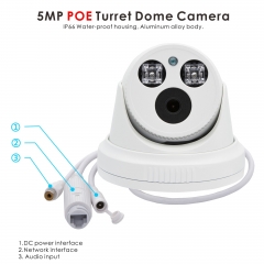 H.265 3.6mm POE IP Turret Security Camera with Microphone Audio in, 80ft Outdoor Waterproof IP66, Onvif, Hikvision Compatible