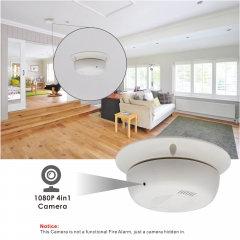 2.4MP Smoke Detector CCTV Camera, 4-in-1 TVI/AHD/CVI/960H Indoor Outdoor Spy Hidden Surveillance Security Coevert Camera with 3.7mm Pinhole Lens,Switchable Output