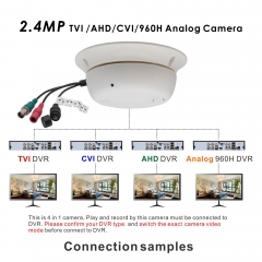 2.4MP Smoke Detector CCTV Camera, 4-in-1 TVI/AHD/CVI/960H Indoor Outdoor Spy Hidden Surveillance Security Coevert Camera with 3.7mm Pinhole Lens,Switchable Output