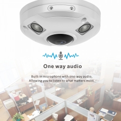 Inwerang 5MP POE IP Fisheye Camera, Mic. Audio in, 1.44mm Lens 360° Viewing Angle, 48ft Infrared Night Vision, Motion Detection, WDR, IP66 Water-Proof Indoor&Outdoor Metal Panorama Camera