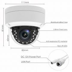 Inwerang UltraHD 8MP 4K PoE IP Vandal Dome Indoor/Outdoor Security Camera with Microphone audio in, 68ft NightVision, IP66 Waterproof , 2.8mm Lens, Motion Alert, (Compatible with Hikvision&Dahua NVR )