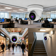 Vonihome PoE IP Turret Dome Camera with 80ft Night Vision, 105°Wide Angle, Built-in Mic, Human/Vehicle Detection