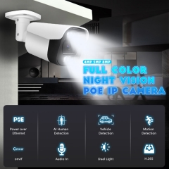 Vonihome PoE IP Bullet Security Camera, Smart Dual Light, Two Way Talk, 110°Wide Angle, Human/Vehicle Detection