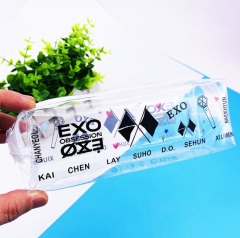BTS防弹少年团EXO透明笔袋文件袋化妆包收纳袋收纳包文具饰品