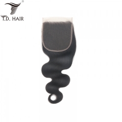 TD Hair 1B Body Wave 5x5 Lace Closure Free Part Human Hair Closure Transparent and HD Pre Plucked Hairline Remy Hair for Women