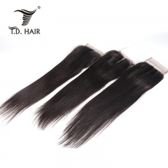 TD hair Brazilian Straight 4*4 Lace Closure Human Hair Lace Closure Transparent and HD with natural hairline