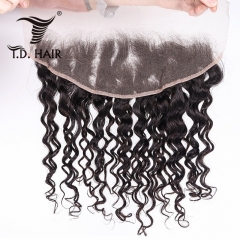 TD Hair Peruvian Remy Water Wave 13x4 Swiss Transparent Lace Frontal 1B# Natural Color 100% Human Hair Pre Pluncked Natural Hairline With Baby Hair