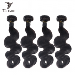 TD Hair 4PCS Body Wave Brazilian Virgin Human Hair Bundles Weaving 1B# Natural Color Black 100% Human Hair Extensions