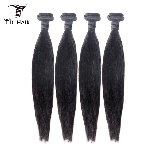 TD Hair 4PCS/Pack Malaysia Virgin Straight Bundles 1B# Natural Black Color Weave Extensions 100% Human Hair