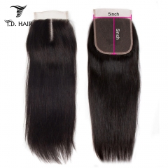 TD Hair Brazilian 5x5 Straight Body Deep Transparent and HD Lace Closure 100% Human Hair Natural Hairline