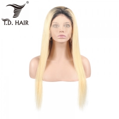 TD Hair 1B# 613 Full Swiss Transparent Lace Wigs 100% Human Hair Brazilian Wig Remy Hair 150% Density Ombre