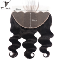 TD Hair Natural Color Black 1B#  Brazilian Body Wave 13x6 Transparent Swiss Lace Frontal 100% Human Hair With Baby Hair