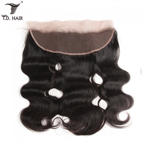 TD Hair 13x4 Transparent and HD Lace Frontal Body wave 1B# Pre Pluncked Natural Hairline Frontal Closure