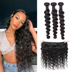 TD Hair 3PCS Brazilian Remy Loose Wave Bundles Weaving 1B# Natrual Black Color Cuticle Aligned 100% Human Hair