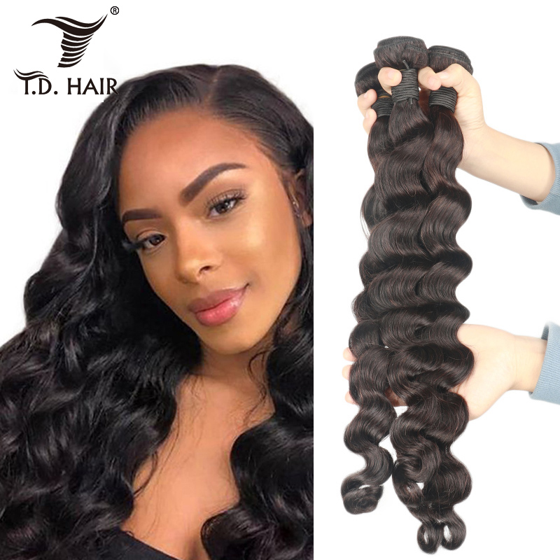 3 Bundle deal Wholesale 1B# Loose Wave Hair Bundles 100% Human Hair Weave Extensions