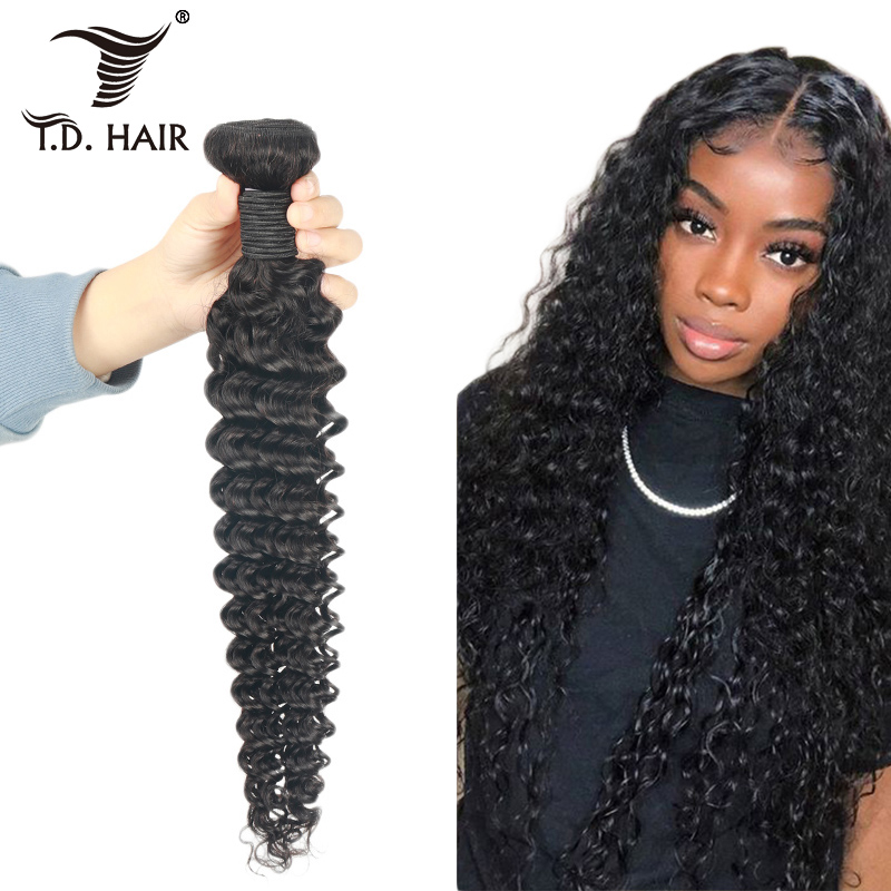 TD Wholesale Deep Wave Human Hair Bundles deal 10-32inch Hair Extensions Brazilian Virgin Hair Weave Bundles