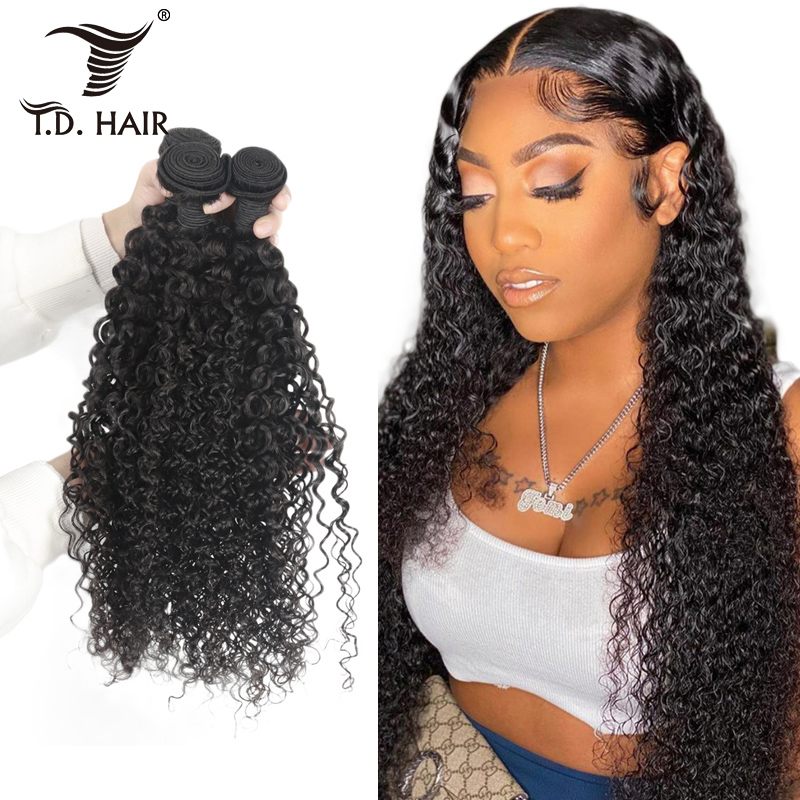 TD Wholesale Jerry Curl Human Hair Bundles deal 10-30inch Hair Extensions Weft Brazilian Virgin Hair Weave
