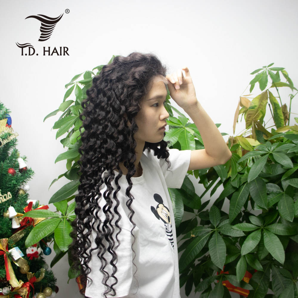 1B# Customized Deep wave 13x4 transparent and HD Lace Frontal wig Wholesale Cheap Wig Deep Curly Virgin Cuticle Aligned hair 150% 180% Density Hot Sel