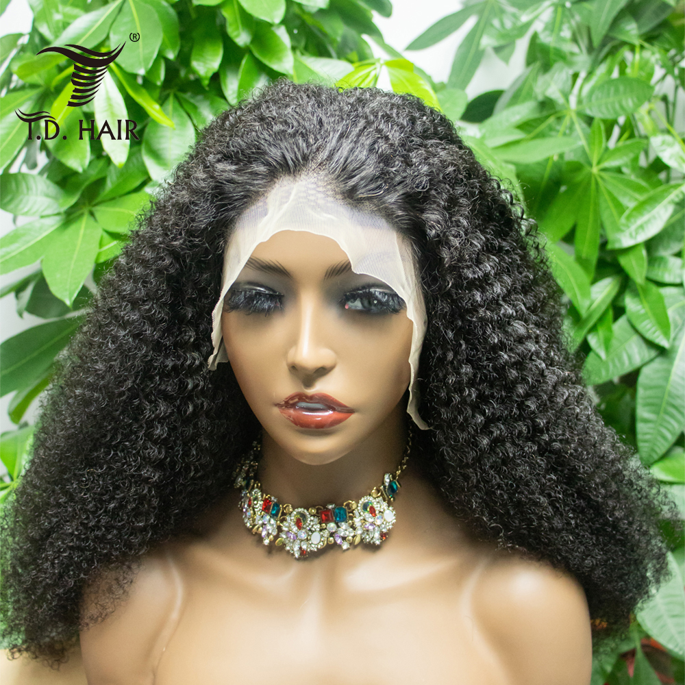 Wholesale Virgin Cuticle Aligned Hair Kinky Curly 13x4 Lace Frontal Wigs Transparent Lace and HD lace Human Hair Wigs