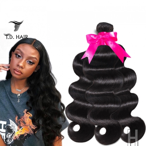 TD HAIR 3PCS Body Wave Brazilian Remy Bundles Natural Color 1B# 100% Human Hair Weave Weaving Hair Extension