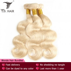 TD Hair 613 Blonde Color 3PCS deal Body Wave Bundles Weaving 100% Brazilian Human Hair Extensions 10-30 Inches