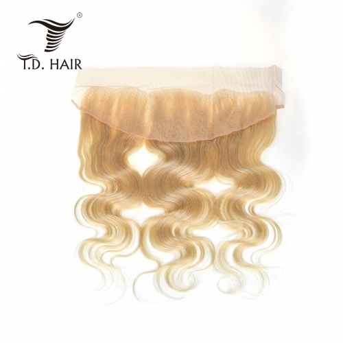 TD Hair 613 Blonde Remy Brazilian Body Wave 13*4 Swiss Transparent Lace Frontal Closure 100% Human Hair Extension Pre Pluncked Natural Hairline With B