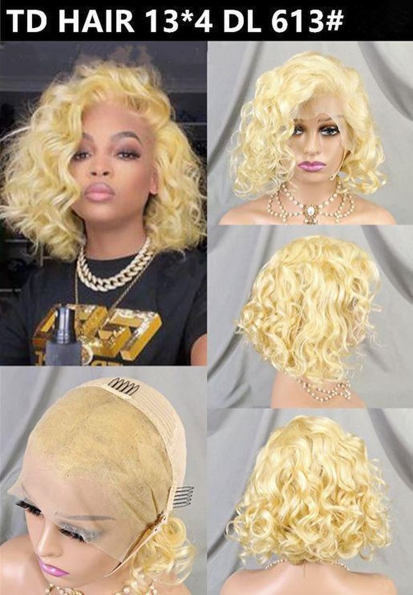 TD Hair Bob Wig Hot Selling 613 Blonde Brazilian Hair Human Hair Front Wigs Pre-plucked with Baby Hair High Quality Glueless 13x4 Lace  free part