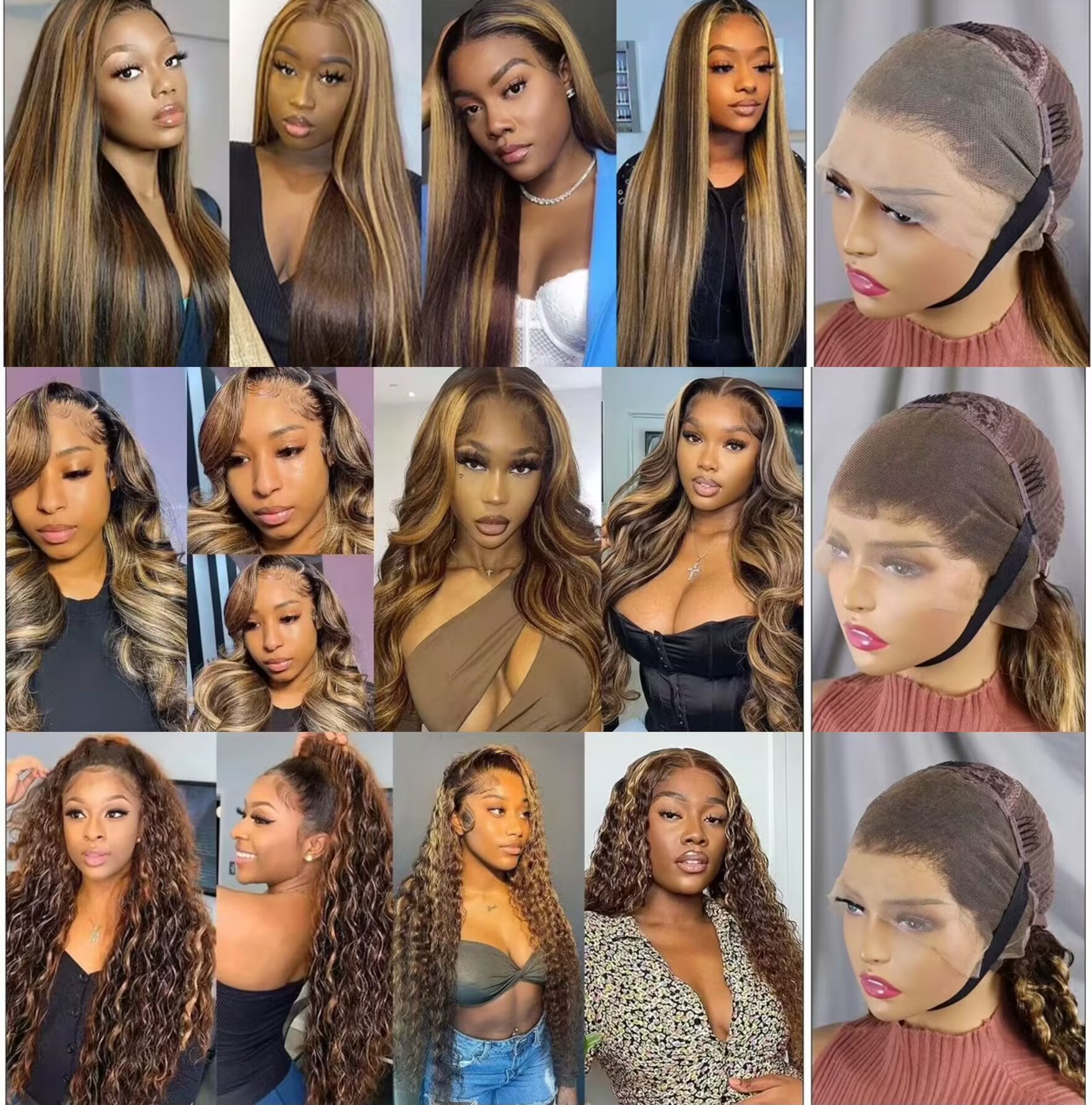 TD HAIR Piano 4/27 Honey Blonde Brown Highlight  Real Human Hair  13x4 transparent lace pre-plucked with baby hair Wear Go Glueless Bone Straight wig