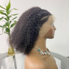 TD Hair 1B# Frontal Wig Jerry Curly with front Braids 12-16 inch Factory Stock Front Wig High Density