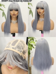 New Fashion 280 Density 3*1 Lace Closure Real Human Hair Wigs with Bang Bone Straight Wig