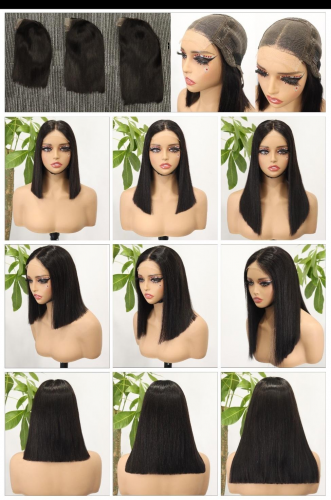 Factory Sale Real Human Hair Bob Wig 4x4 Straight Bob Wigs Transparent Lace Front  Wig