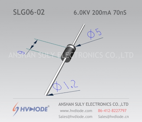 SLG06-02 Hochspannungsdiode mit ultraschneller Wiederherstellung, 6 kV, 200 mA, 70 nS