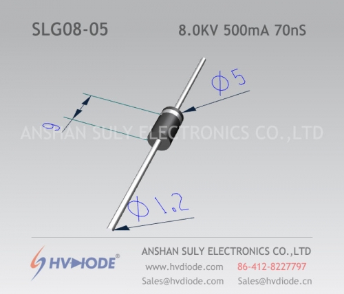 Genuine SLG08-05 high frequency high voltage diode 8KV500mA70nS ultra fast recovery HVDIODE manufacturer