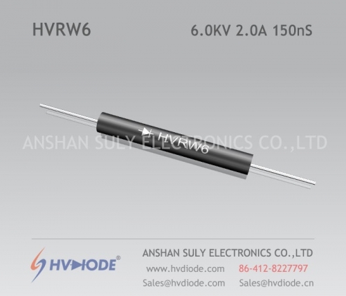 Diodo de amortecimento HVRW6 alta freqüência 2A6KV150nS chip blunt de vidro HVDIODE genuína venda quente