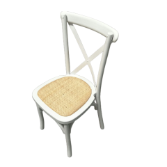 WC01 Wooden Cross Back Chair with Rattan Seat