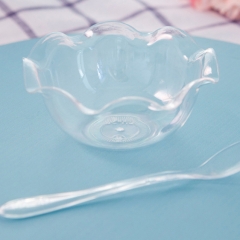 disposable plastic dessert cup Lotus Shape Plastics Dessert Demo Cup Pudding Cup with Lid