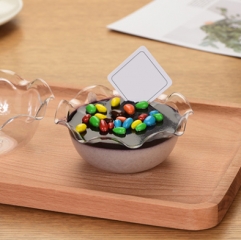 disposable plastic dessert cup Lotus Shape Plastics Dessert Demo Cup Pudding Cup with Lid