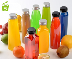 Clear PET Plastic Juice Bottles with Black Lids, Plastic Smoothie Bottles Ideal for storing Juice, Milk and Other Beverages