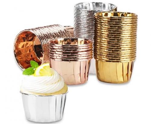 Foil Cupcake Liners, Cupcake Baking Cups Pans, Muffin Cups, Disposable Foil Baking Cups for Party Wedding Birthday