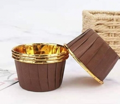 Aluminum Foil Paper Mini Cake Baking Cups Muffin Cupcake Baking Mold Cup Liners Baking Cups for Party Wedding Festival Brown in Gold