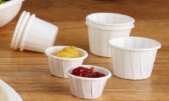 0.5 oz Compostable White Paper souffle / portion cup for serving sauces, Taste , Samples, Jello Shots and dressings!