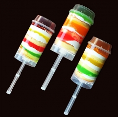 Round Shape Clear Push-Up Cake Pop Shooter Plastic Dessert PP Cake Push Cylinder