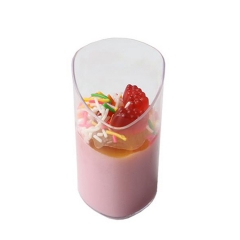 Plastic dessert cup,pudding cups with spoons,bevel cup