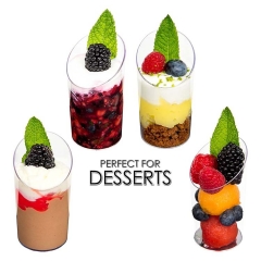 Plastic dessert cup,pudding cups with spoons,bevel cup