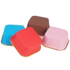 Disposable Square Cupcake muffin liner Aluminum Foil golden cake paper baking cup for party