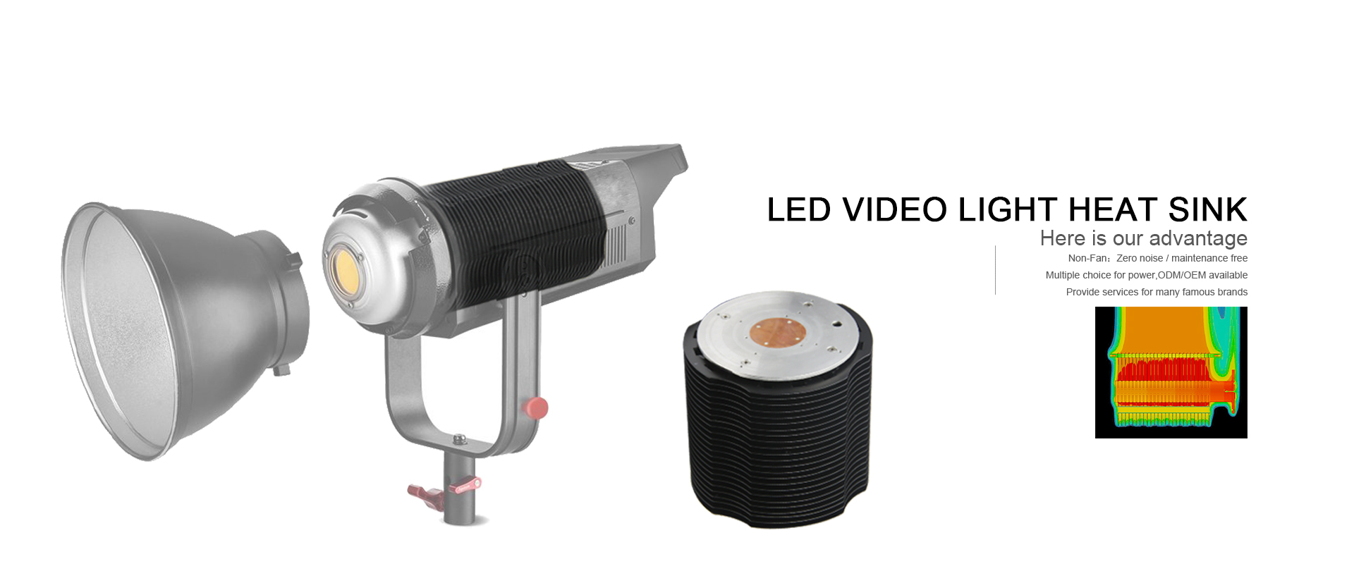 LED video light heat sink