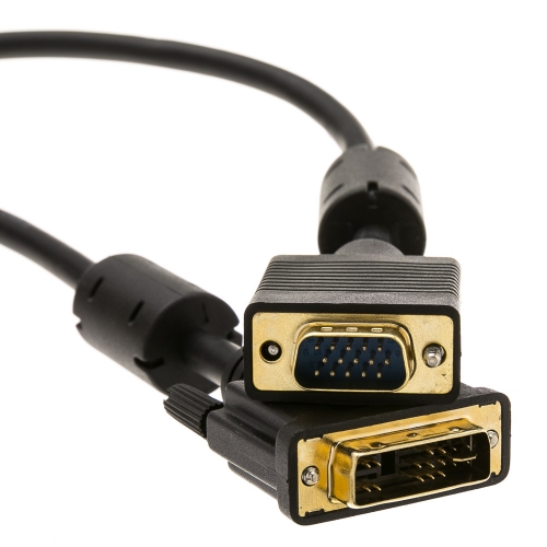 DVI-A to VGA Cable (Analog), Black, DVI-A Male to HD15 Male Ferrite core