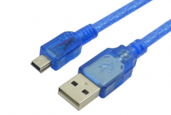 Mini USB 2.0 Cable, Type A Male to 5 Pin Mini-B Male (transparent Blue)