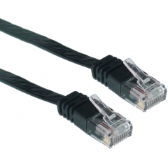 Cat5e UTP Black Flat Ethernet Patch Cable, 32 AWG
