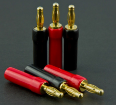 Banana Plug for Speaker Cable, Pure Copper, Black and Red, 2 Piece